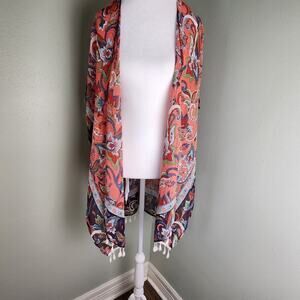 Boho Festival Mrs Roper Kimono Womens One Size Multicolored Floral Open